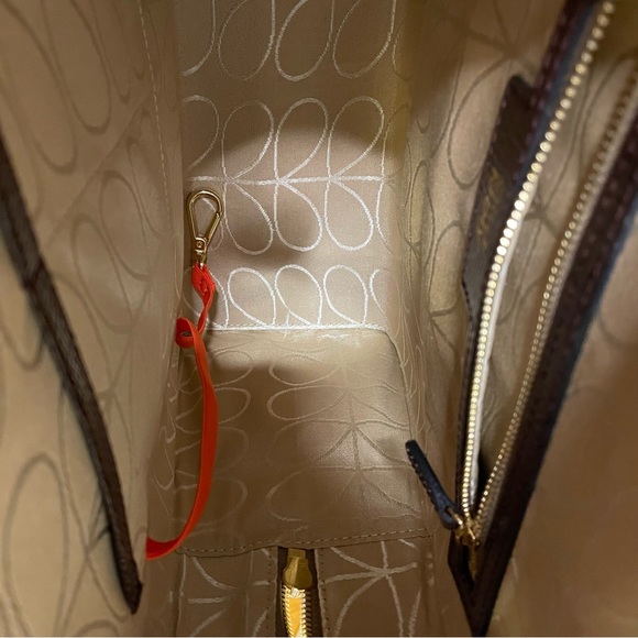 NEW Orla Kiely Retro 1960s Orange Lola Applique Handbag Purse - Picture 5 of 7